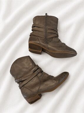 Blowfish Olive Brown Strappy Ankle Booties